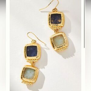 Anthropologie Llani Double Stone Drop Earrings